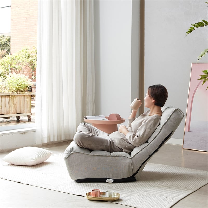 Gray Metal Lazy Sofa Balcony Reclining Chair Leisure Sofa Adjustable Chair