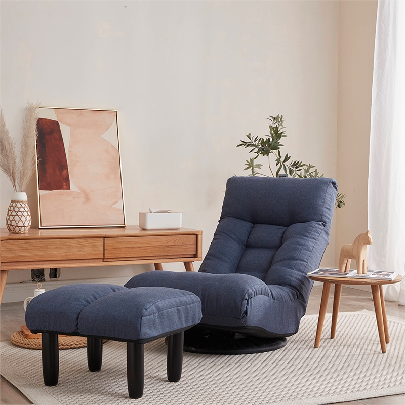 Navy Metal Single Lazy Sofa Tatami Balcony Reclining Chair Leisure Sofa