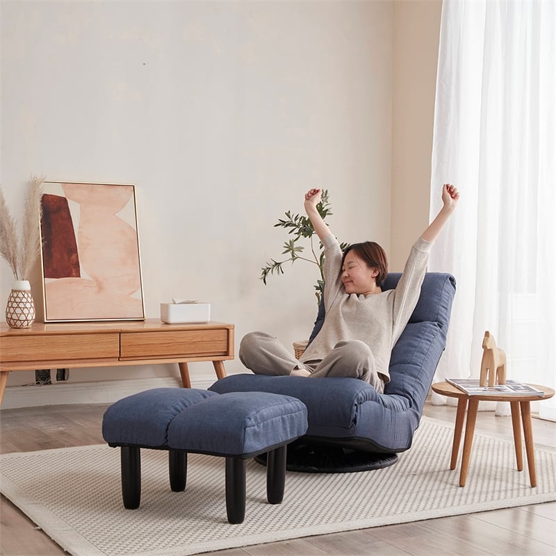 Navy Metal Single Lazy Sofa Tatami Balcony Reclining Chair Leisure Sofa
