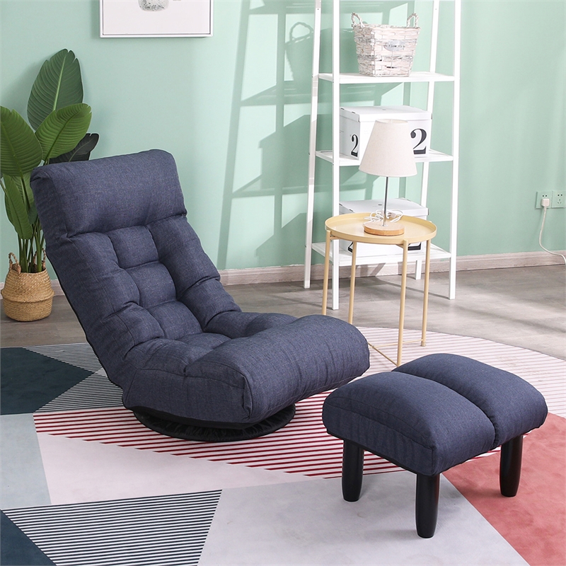 Navy Metal Single Lazy Sofa Tatami Balcony Reclining Chair Leisure Sofa