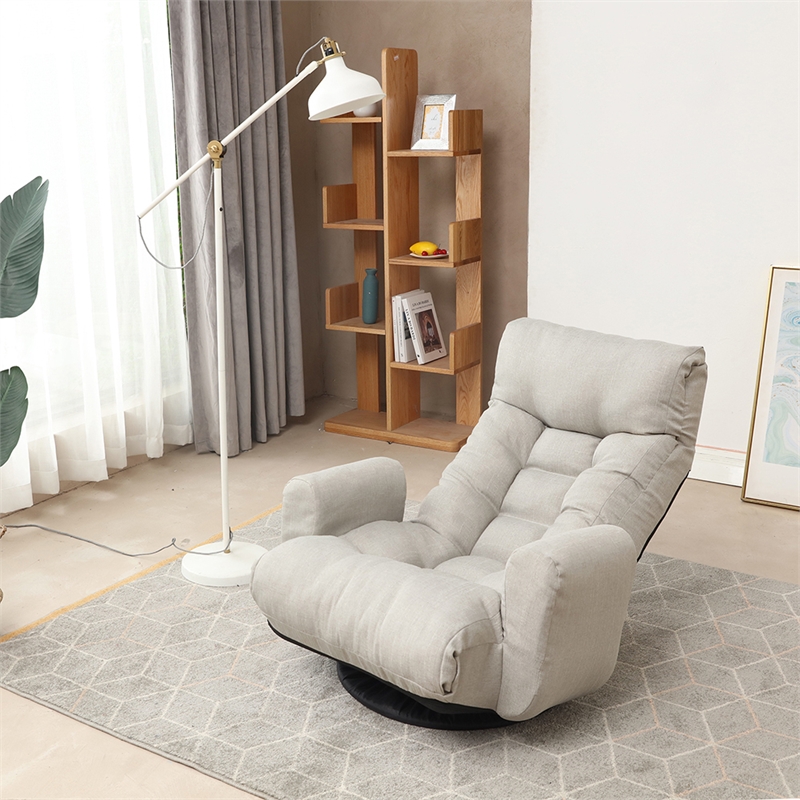 Gray Metal Single Lazy Sofa Tatami Balcony Reclining Chair Leisure Sofa