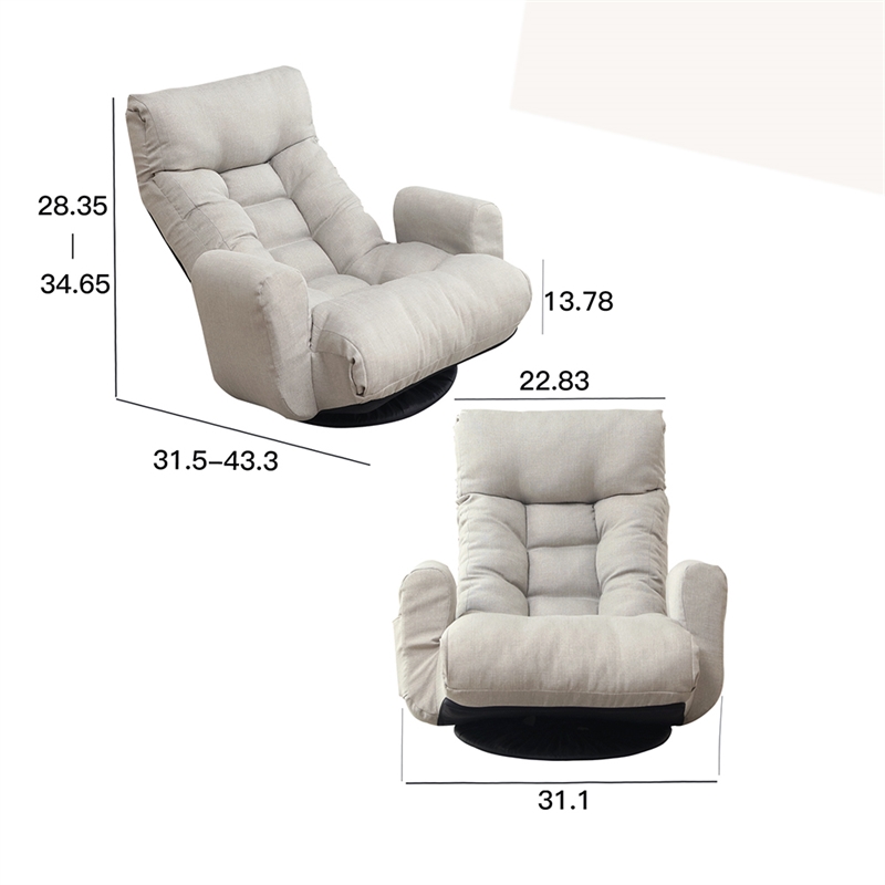 Gray Metal Single Lazy Sofa Tatami Balcony Reclining Chair Leisure Sofa