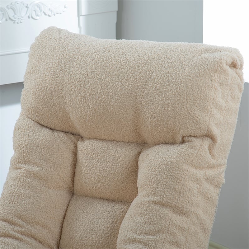White Wood and Metal Single Sofa Tatami Balcony Reclining Chair Adjustable Chair