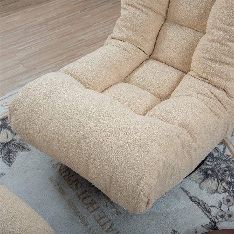 White Wood and Metal Single Sofa Tatami Balcony Reclining Chair Adjustable Chair