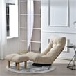 White Wood and Metal Single Sofa Tatami Balcony Reclining Chair Adjustable Chair