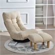 White Wood and Metal Single Sofa Tatami Balcony Reclining Chair Adjustable Chair