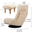 White Wood and Metal Single Sofa Tatami Balcony Reclining Chair Adjustable Chair