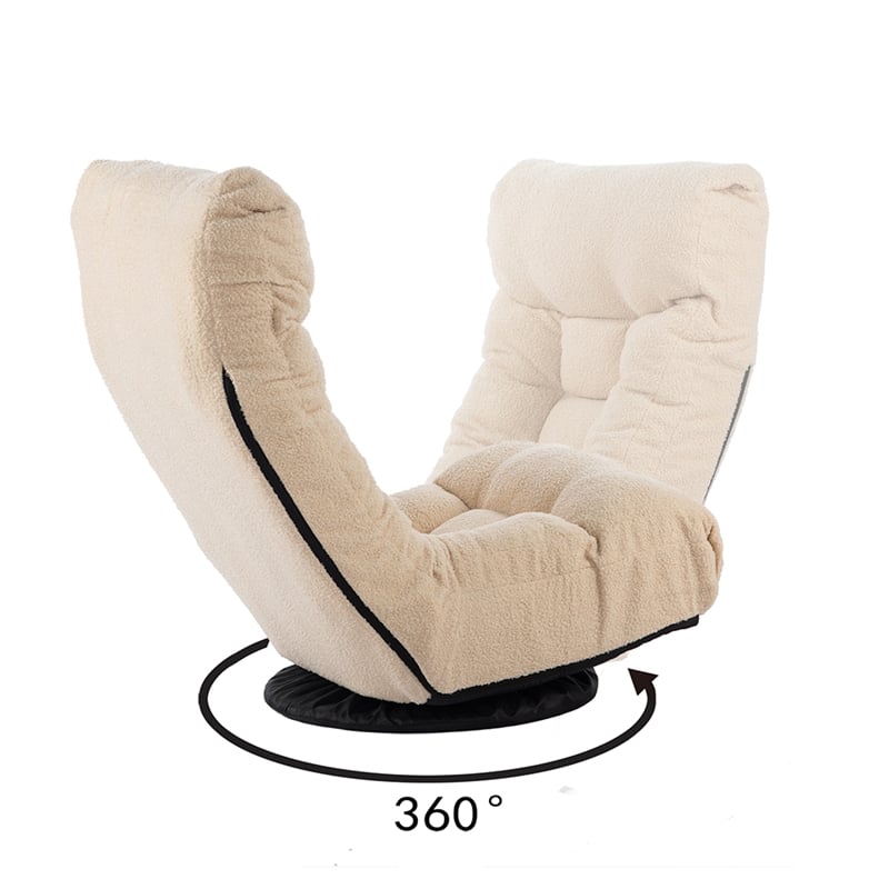White Wood and Metal Single Sofa Tatami Balcony Reclining Chair Adjustable Chair