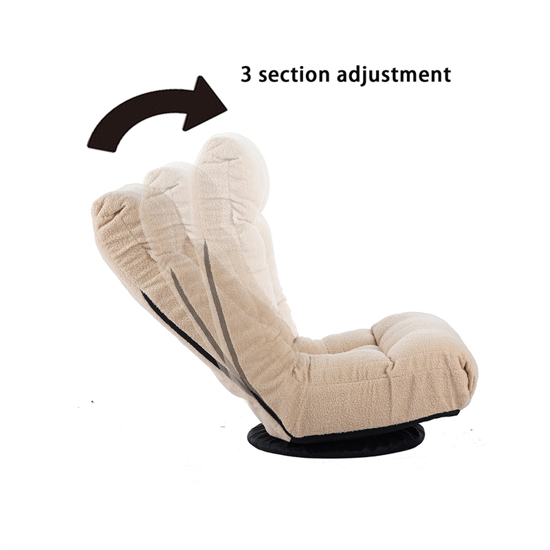 White Wood and Metal Single Sofa Tatami Balcony Reclining Chair Adjustable Chair