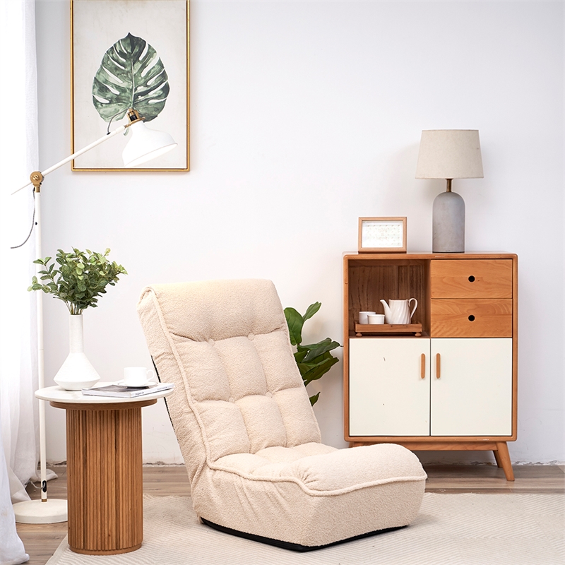 Direct Wicker Adjustable Metal & Fabric Sofa Reclining Chair in White