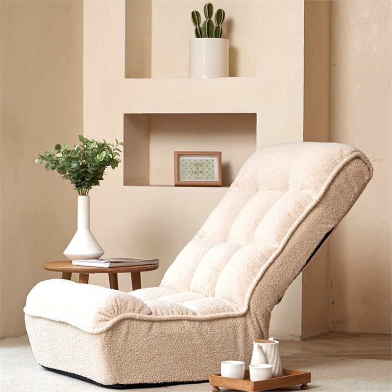 Direct Wicker Adjustable Metal & Fabric Sofa Reclining Chair in White