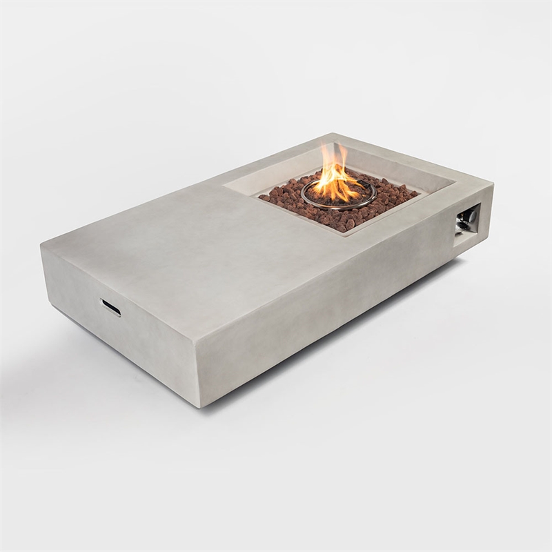 Direct Wicker Stainless Steel & Concrete Fire Pit Table with Burner in Gray