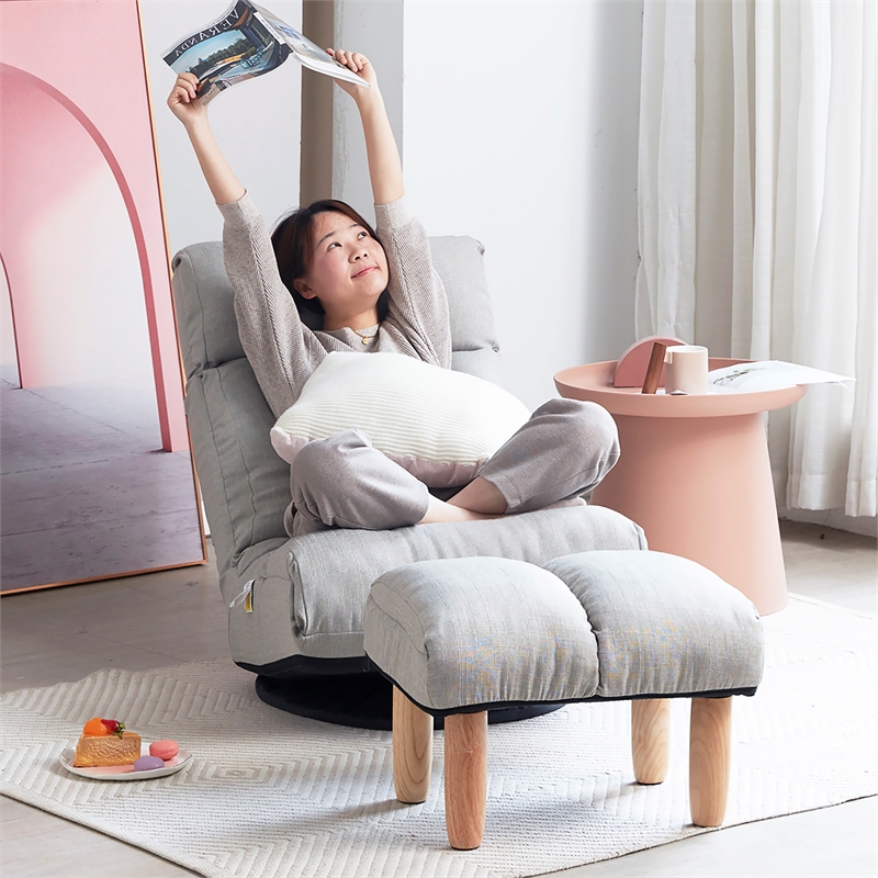Direct Wicker Adjustable Modern Metal & Fabric Reclining Chair in Gray