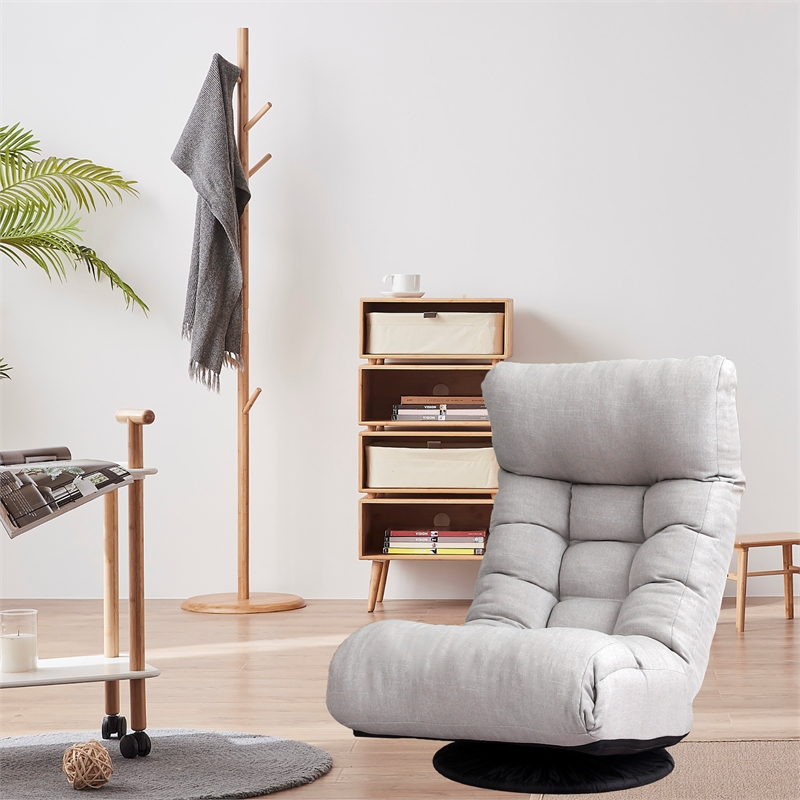 Direct Wicker Adjustable Modern Metal & Fabric Reclining Chair in Gray