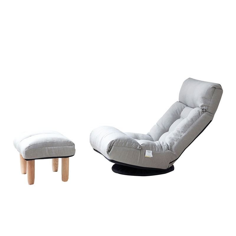 Direct Wicker Adjustable Modern Metal & Fabric Reclining Chair in Gray