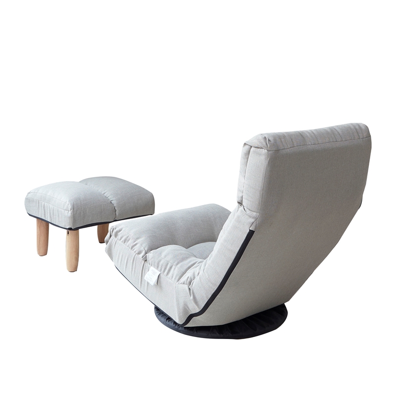 Direct Wicker Adjustable Modern Metal & Fabric Reclining Chair in Gray