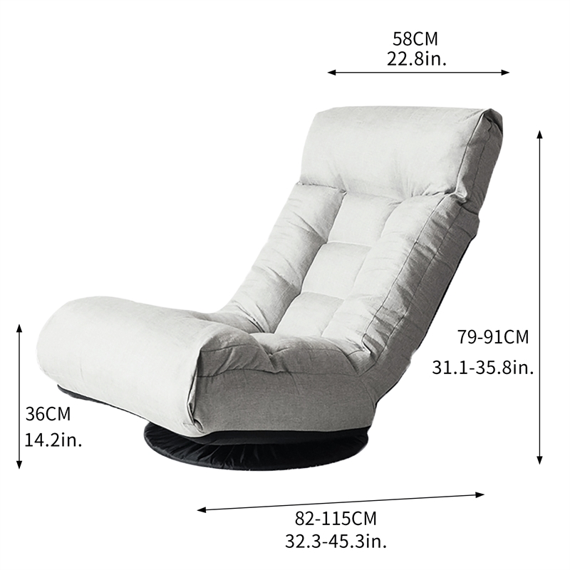 Direct Wicker Adjustable Modern Metal & Fabric Reclining Chair in Gray
