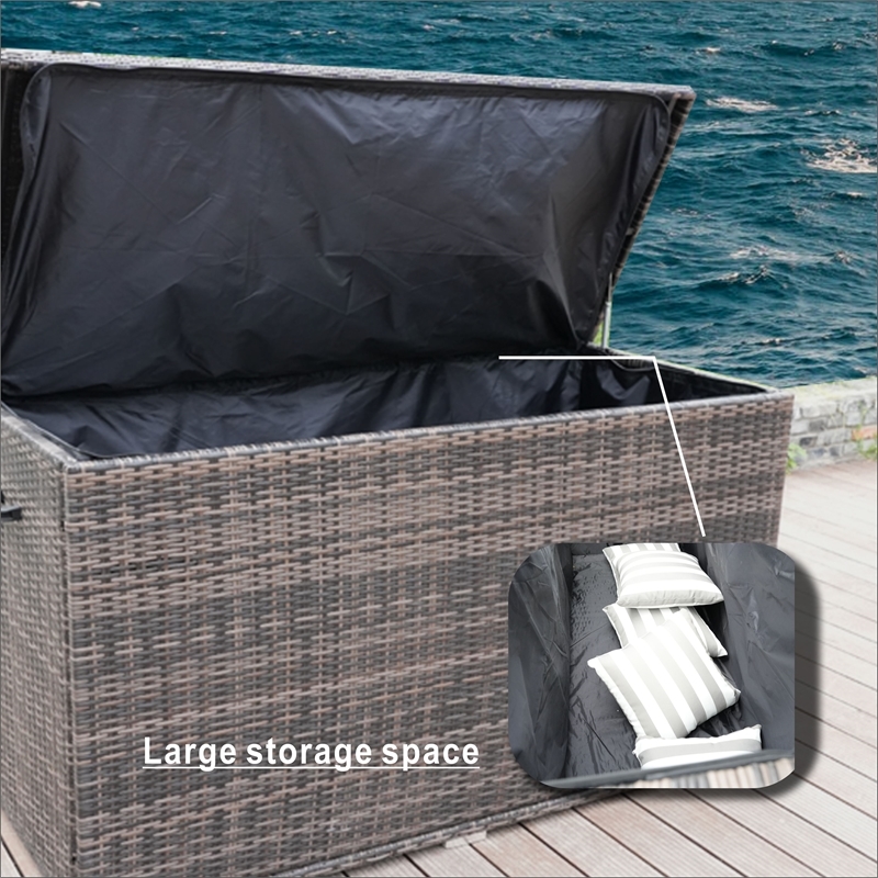 2 SET Direct Wicker Brown Aluminum Rattan Water proof Wicker Deck Box