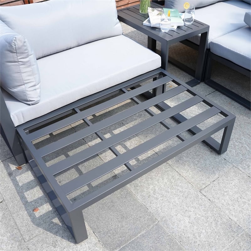 Direct Wicker 5-Piece Modern Aluminum Sofa Seating Set in Gray