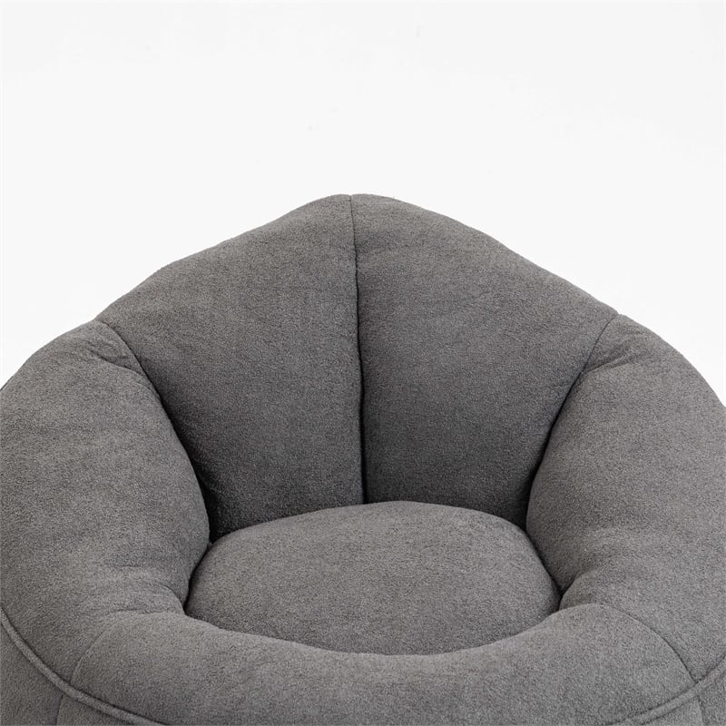 Gray Microfiber Bedding Bean Bag Sofa Chair High Pressure Foam with ottoman