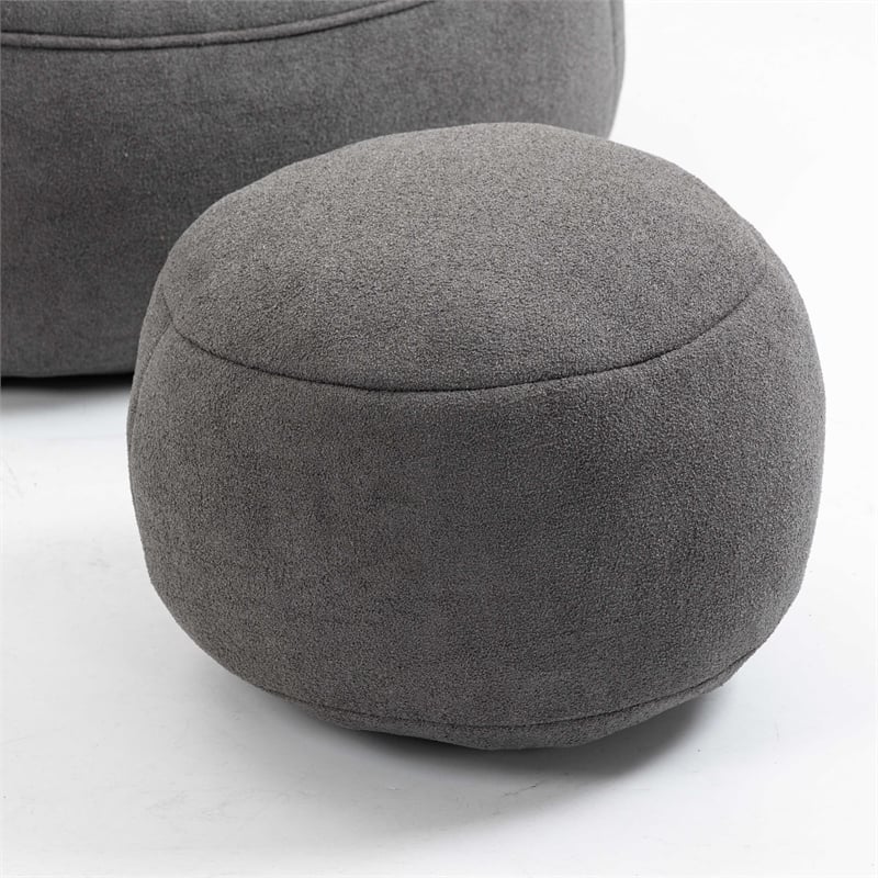 Gray Microfiber Bedding Bean Bag Sofa Chair High Pressure Foam with ottoman