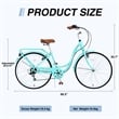 26 Inch Beach Cruiser Bike for Women 7 Speed with Perfect Fit Frame (Green)