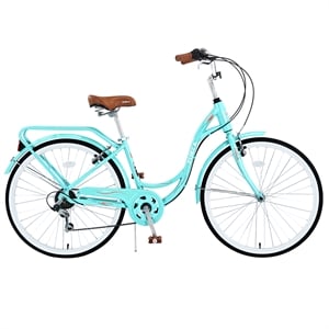 26 Inch Beach Cruiser Bike for Women 7 Speed with Perfect Fit Frame (Green)