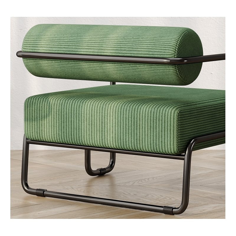 Living Room Sling Accent Armchair Metal Sofa Chair Balcony Leisure Chair(Green)