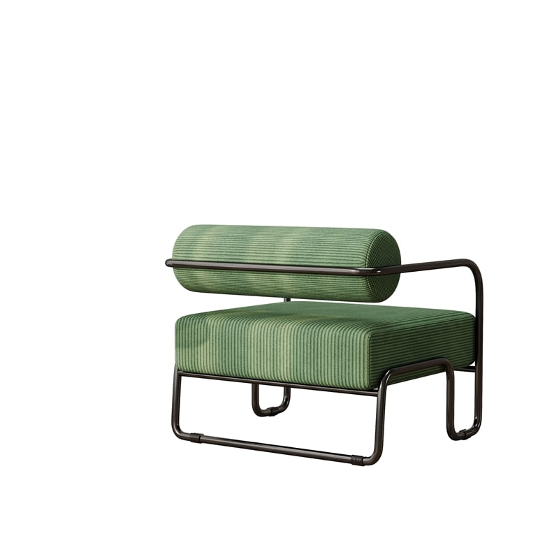 Living Room Sling Accent Armchair Metal Sofa Chair Balcony Leisure Chair(Green)
