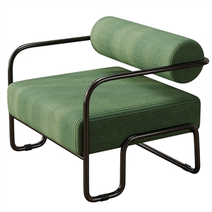Living Room Sling Accent Armchair Metal Sofa Chair Balcony Leisure Chair(Green)