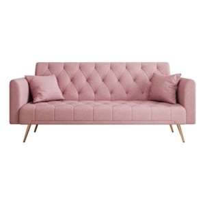 71&quot Convertible Sofa Bed Folding Velvet Sofa with Adjustable Backrest in Pink