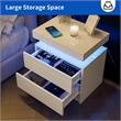 Nightstands with 2 Drawers LED Bedside Table Cabinet for Bedroom - White
