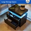 Nightstands with 2 Drawers LED Bedside Table Cabinet for Bedroom - Black