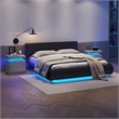 Nightstands with 2 Drawers LED Bedside Table Cabinet for Bedroom - Gray Gold