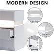 High Gloss LED Nightstand Acrylic Bedside Table with 3 Drawers for Bedroom-White