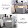 High Gloss LED Nightstand Acrylic Bedside Table with 3 Drawers for Bedroom-White