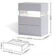 High Gloss LED Nightstand Acrylic Bedside Table with 3 Drawers for Bedroom-White