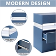 High Gloss LED Nightstand Acrylic Bedside Table with 3 Drawers for Bedroom-Blue