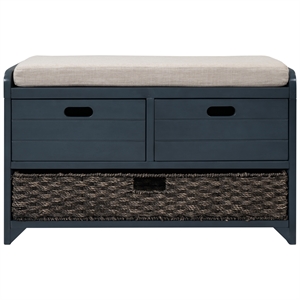 Direct Wicker TREXM 2-Drawer Storage Bench with Removable Basket - Navy