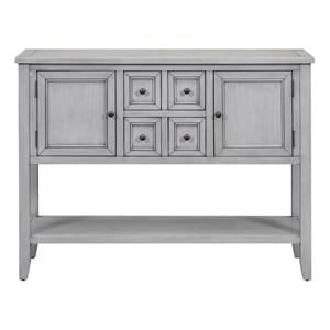 TREXM Ample Storage Console Table with Four Drawers and Bottom Shelf (Gray)