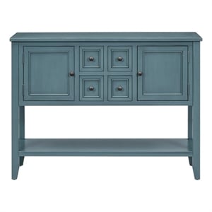 TREXM Ample Storage Console Table with Four Drawers and Bottom Shelf (Dark Blue)