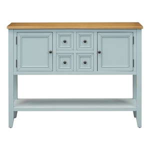 TREXM Ample Storage Console Table with Four Drawers and Bottom Shelf(Lime White)