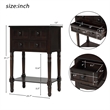 TREXM Narrow Console Table with Three Storage Drawers and Bottom Shelf-Espresso