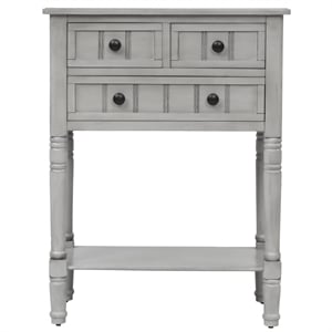 TREXM Narrow Console Table with Three Storage Drawers and Bottom Shelf-Gray Wash