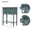 TREXM Narrow Storage Console Table with Three Drawers and Bottom Shelf - Navy