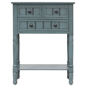 TREXM Narrow Storage Console Table with Three Drawers and Bottom Shelf - Navy