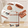 3 Piece Luggage Sets ABS Hardshell with TSA Lock and Double Spinner Wheels-White