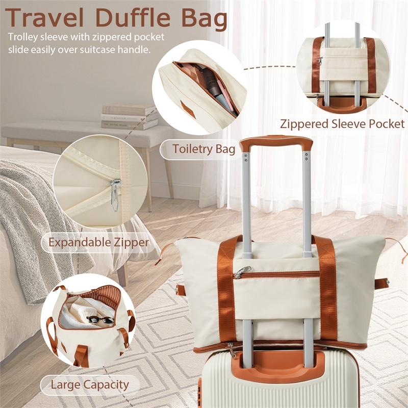 3 Piece Luggage Sets ABS Hardshell with TSA Lock and Double Spinner Wheels-White