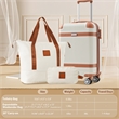 3 Piece Luggage Sets ABS Hardshell with TSA Lock and Double Spinner Wheels-White