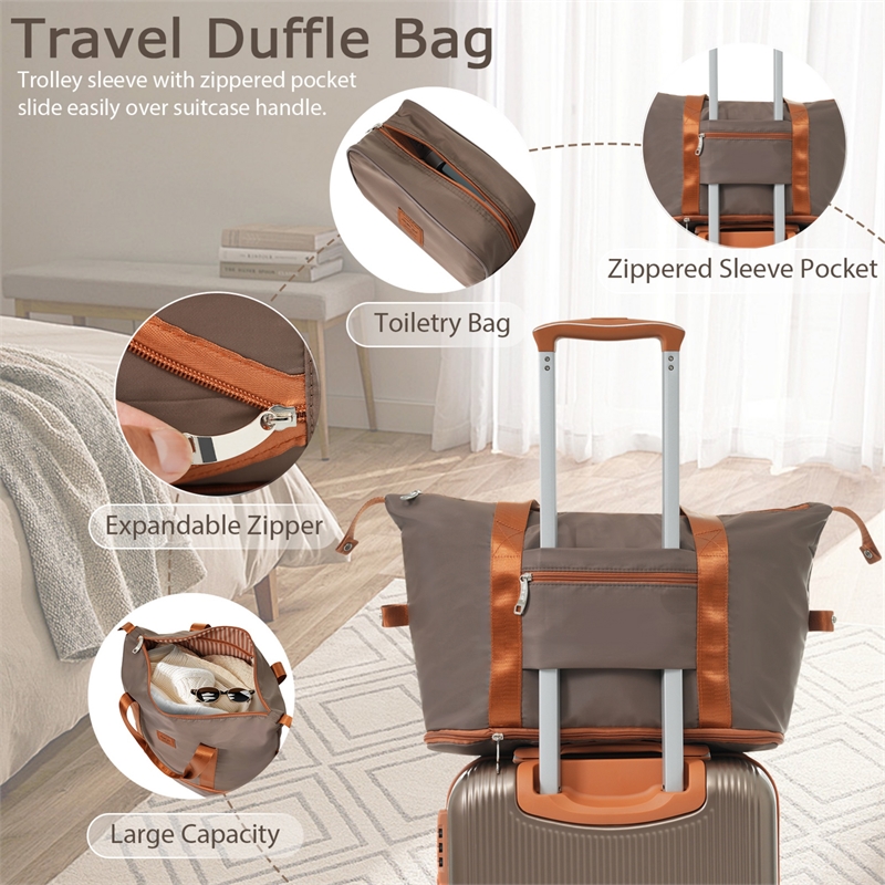 3 Piece Luggage Sets ABS Hardshell with TSA Lock and Spinner Wheels - Coppery